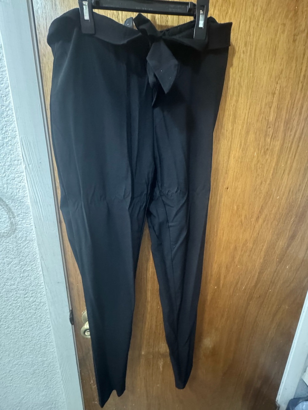 SHEIN Black Paperbag Waist Tie-Front Chinos